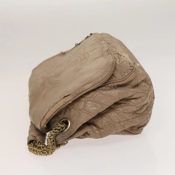 CHANEL Chain Shoulder Bag Vinyl Coated Leather Beige Gold CC - Picture 4 of 15